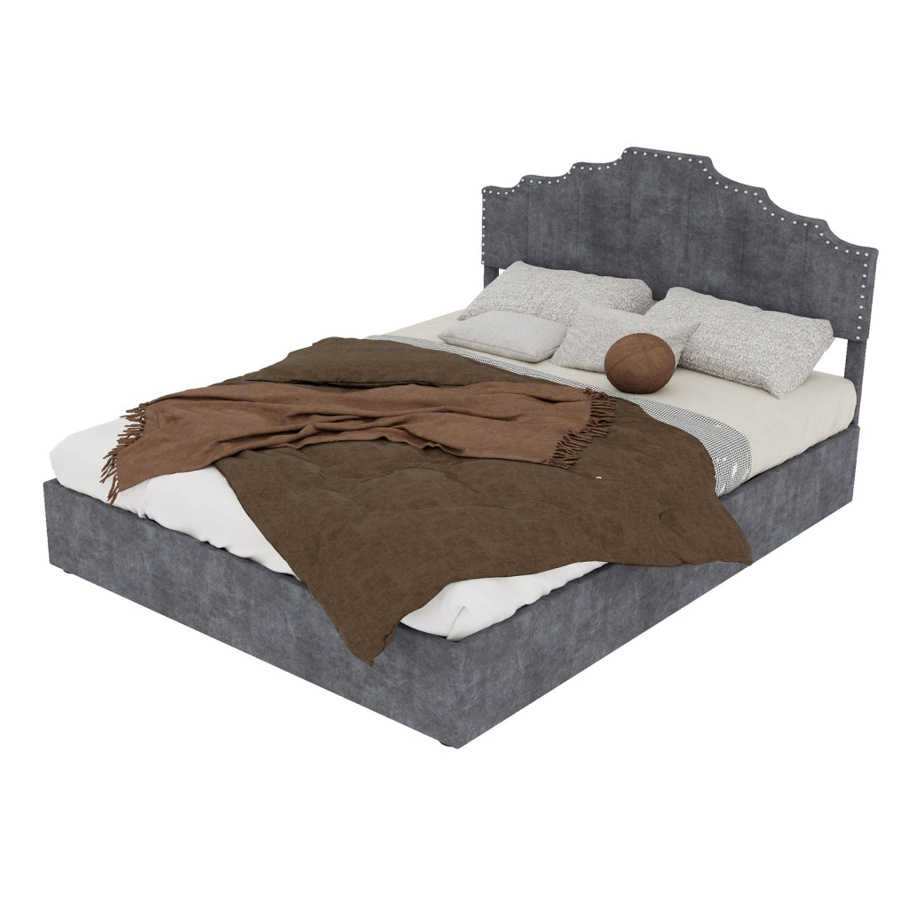 letto moderno in tessuto e metallo grigio 140 x 200 cm