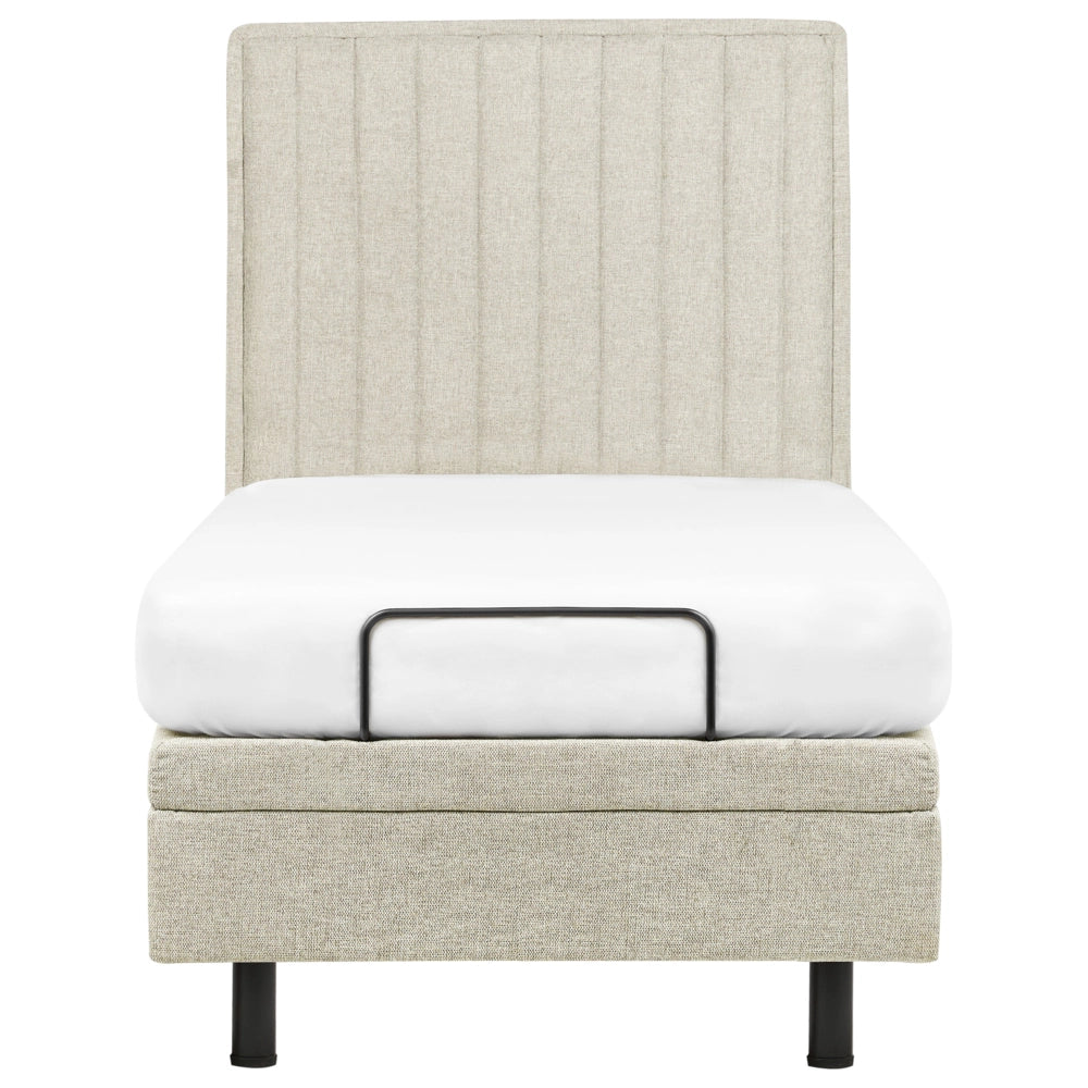 Letto Tessuto Beige chiaro Elettrico Regolabile con Telecomando 90 x 200 cm