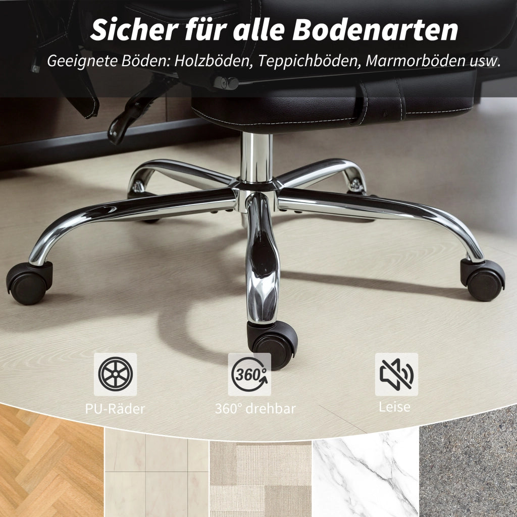 Sedia da Ufficio Ergonomica con Massaggio e Poggiapiedi ¨C Zephmum ¨C Pelle Sintetica Nera