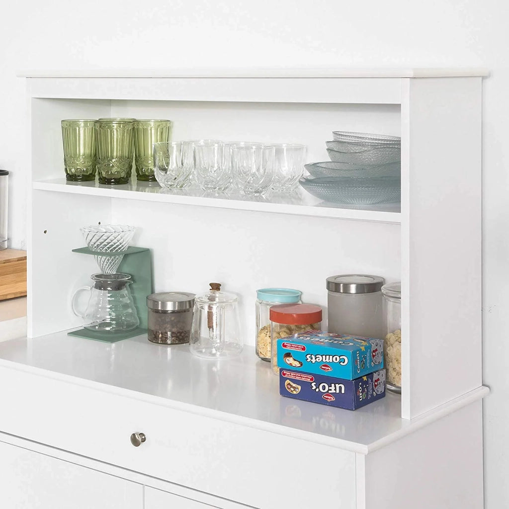 Mobile Cucina salvaspazio Credenza con vetrina Bianco L90*P40*A148 cm, FSB26-W