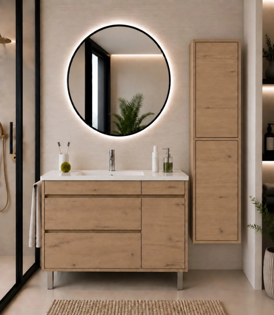 Mobile bagno con lavabo ORIGENBATH CAPRERA senza specchio 120x45 cm 1 vasca estepa con colonna