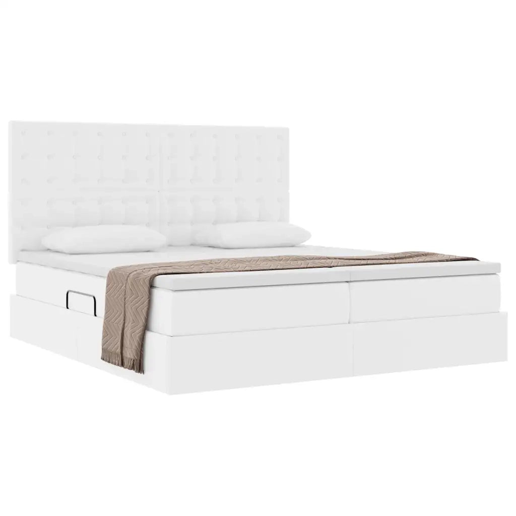 Letto con contenitore e materasso Bianco Puro 180 x 200 cm