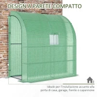 Serra da Parete con 2 Ripiani per Piante e Fiori in Acciaio e PE, 200x100x215 cm, Verde