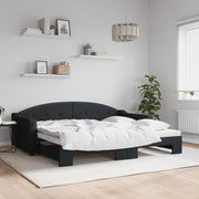 Divano Letto con Letto Estraibile-Sofa Letto-Daybed Nero 90x200 cm in Tessuto 124632