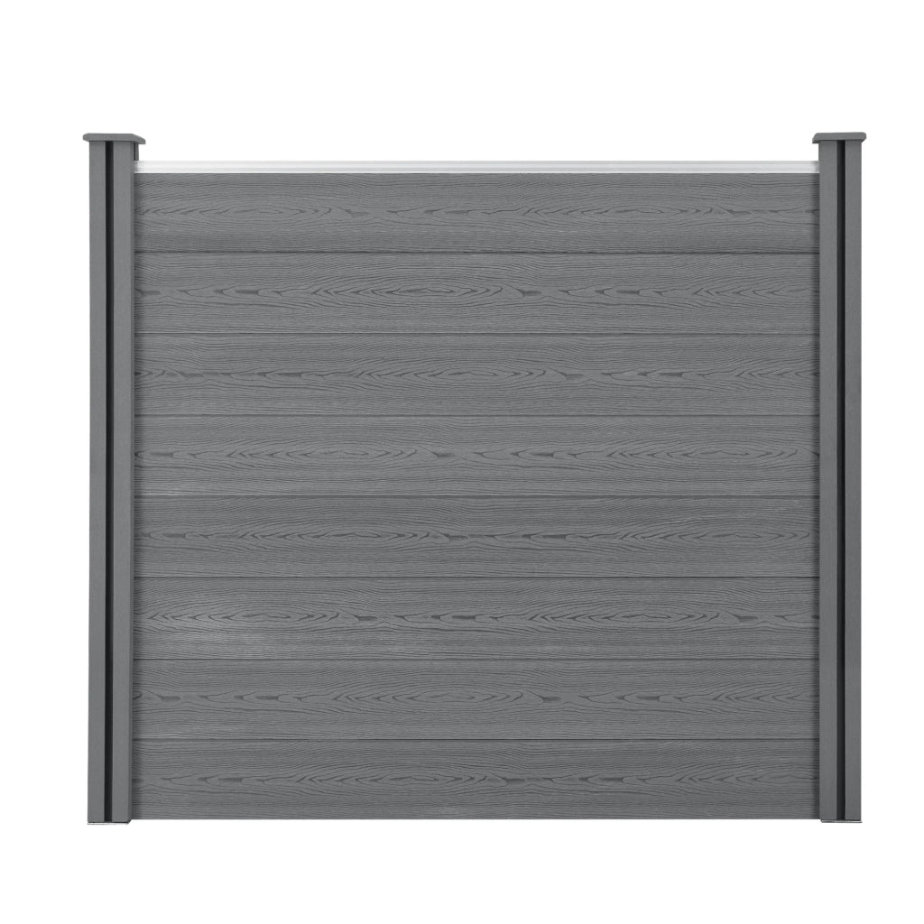 Recinzione per la privacy da giardino con 2 pali assi in legno composito WPC 165 x 162 cm grigio 03_0006580