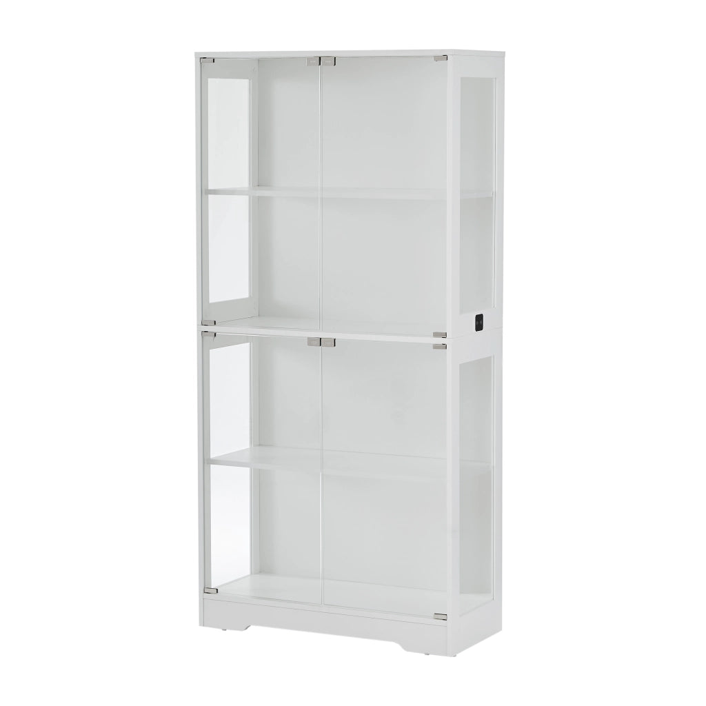 Vetrina in Vetro 4 Ripiani con LED e Ante ¨C MINIMAL ¨C Bianco