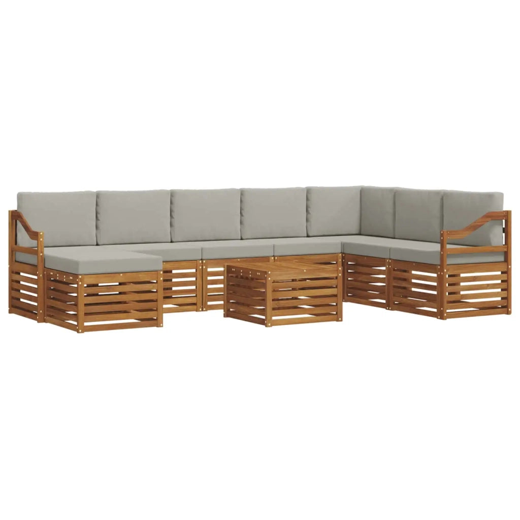 Set di divani da esterno 9 pcs Grigio Naturale e Chiaro