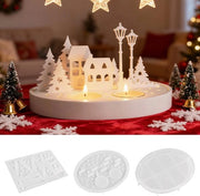 3 pezzi di modelli di gesso in silicone per alberi di Natale, candelabri e lanterne di città, modelli di gesso in silicone per candelabri e lanterne di città, modelli in silicone per gesso per candelabri e lanterne di città per artigianato