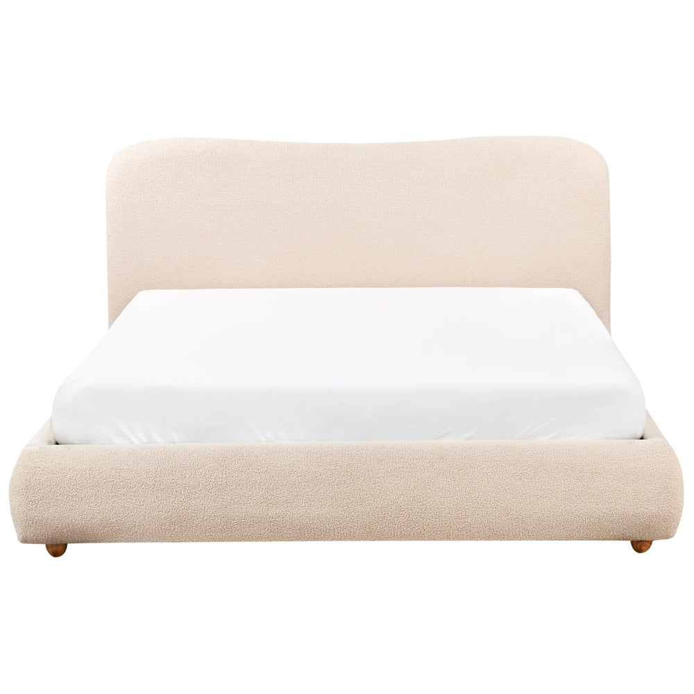 Letto contenitore Beige Chiaro Boucle Poliestere Tessuto 160 x 200 cm Design moderno e minimalista