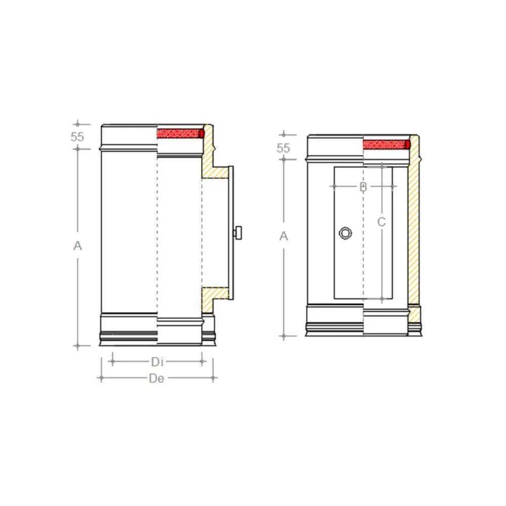 Modulo raccolta incombusti inox doppia parete di 180 - de 230 mm