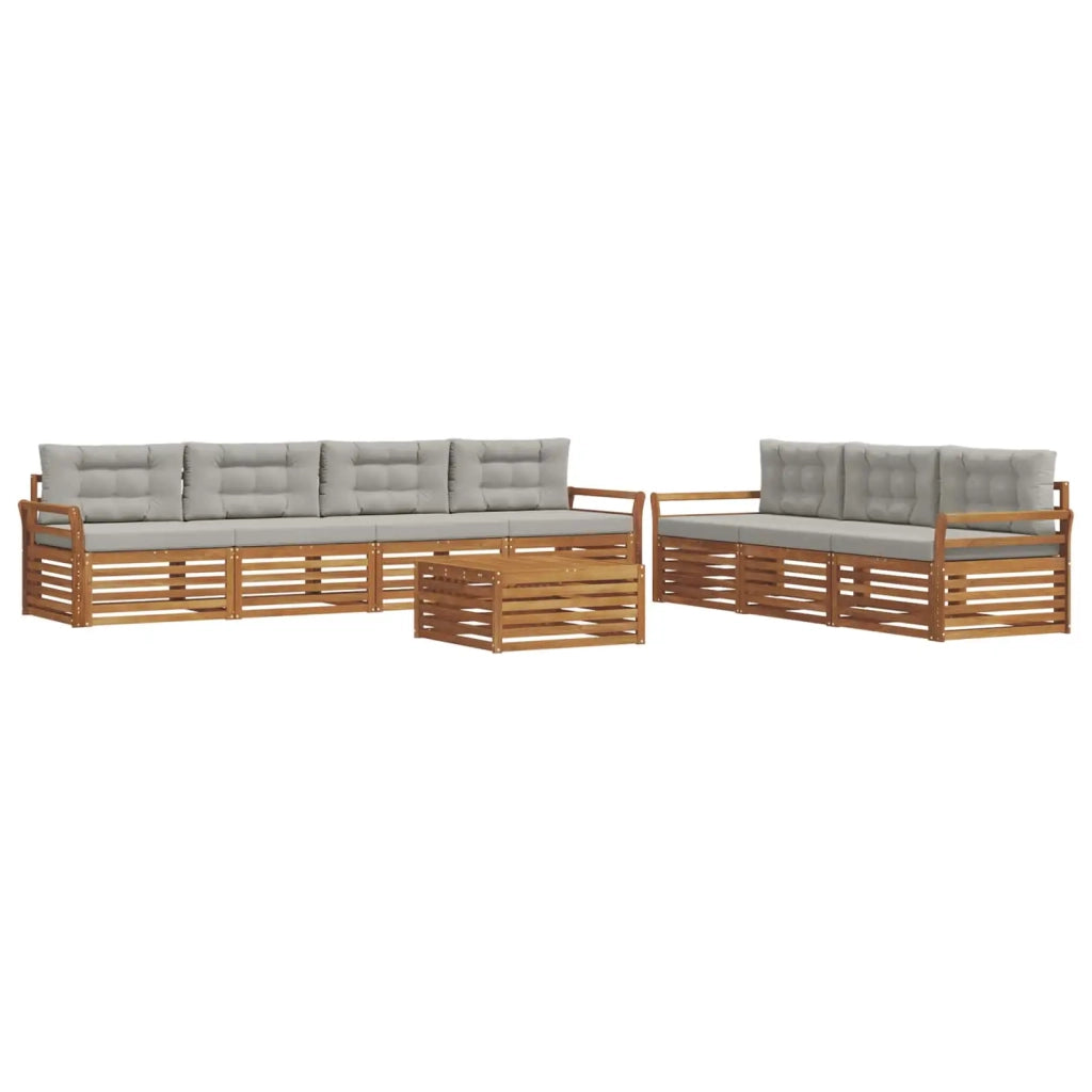 Set di divani da esterno 8 pcs Grigio Naturale e Chiaro