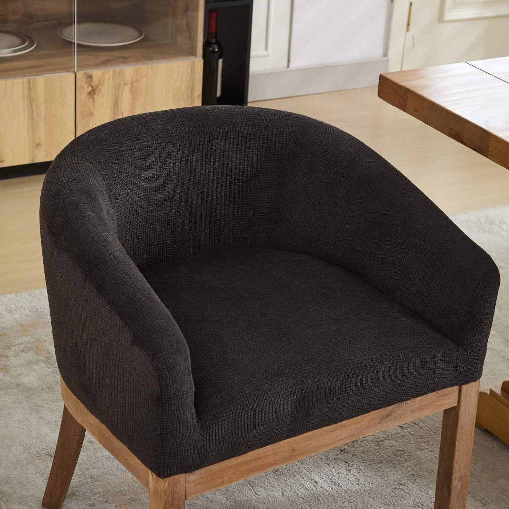 Sedia da Pranzo Imbottita con Braccioli ¨C MINIMAL ¨C Velluto Grigio Carbone, Struttura in Legno