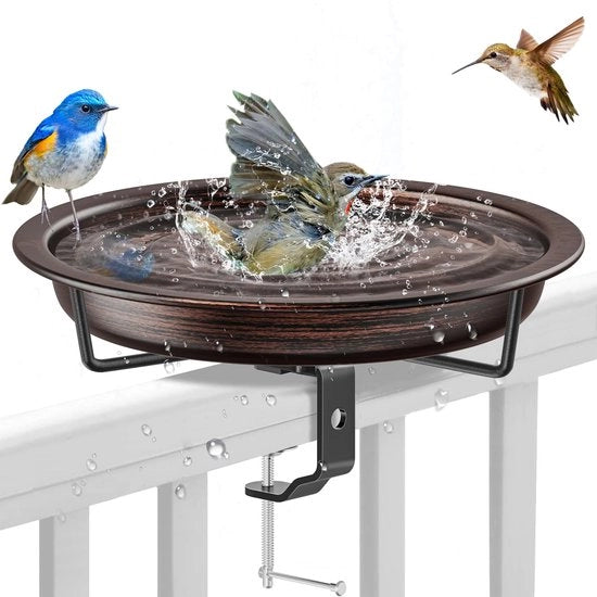 Piscina per uccelli appesa al balcone, ciotola per il cibo, beccuccio per uccelli per balcone, giardino, ciotola per il cibo, piatto per il cibo appeso (vintage rame)