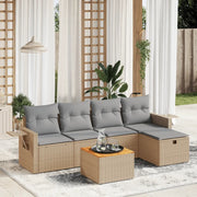 Set Divano da Giardino 6 pz con Cuscini Beige Misto Polyrattancod mxl 116824