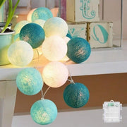 Cavo di illuminazione per interni batteria 38 m con lampioncini 20 led catenella di luce in palle di cotone per camera dei bambini Natale festa giardino terrazza (verde)