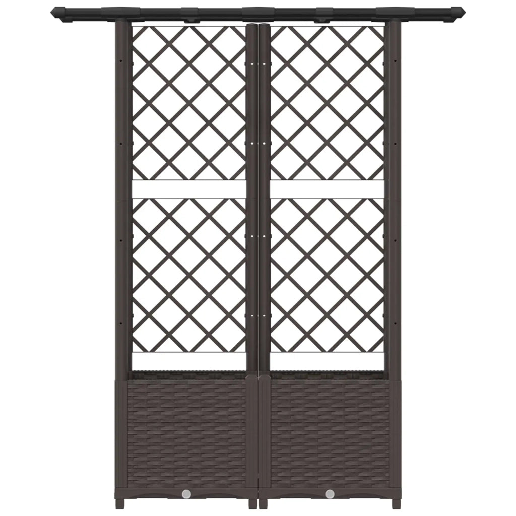 Letto Rialzato con Griglia e Tetto Marrone 124,5 x 40 x 138 cm 42032518