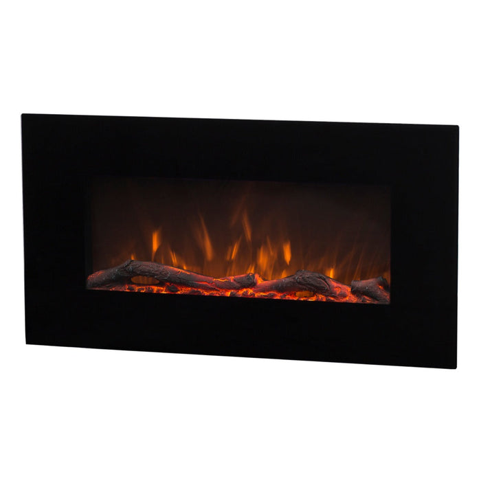 Camino Elettrico da Parete 45x84x14 cm Effetto Fiamma 1500W Marcus Nero