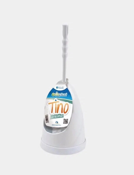 Portascopino Scopino Bagno WC in Plastica Bianco Tino 13,7 x 38 cm