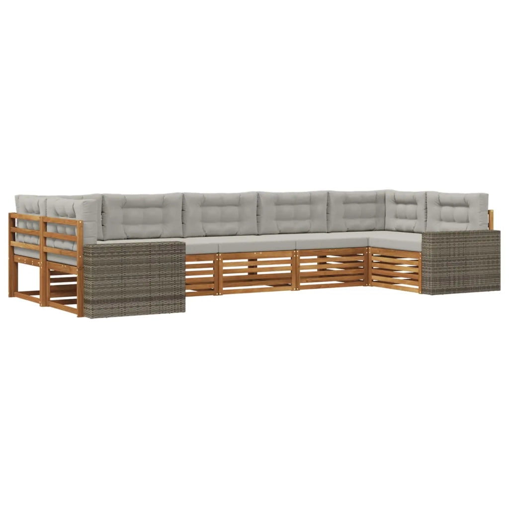 Set di divani da esterno 7 pz Naturale e Grigio Chiaro 3383819