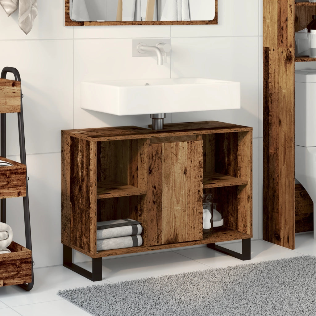 Mobile Lavabo Legno Invecchiato Truciolare Medio Mobile Lavabo
