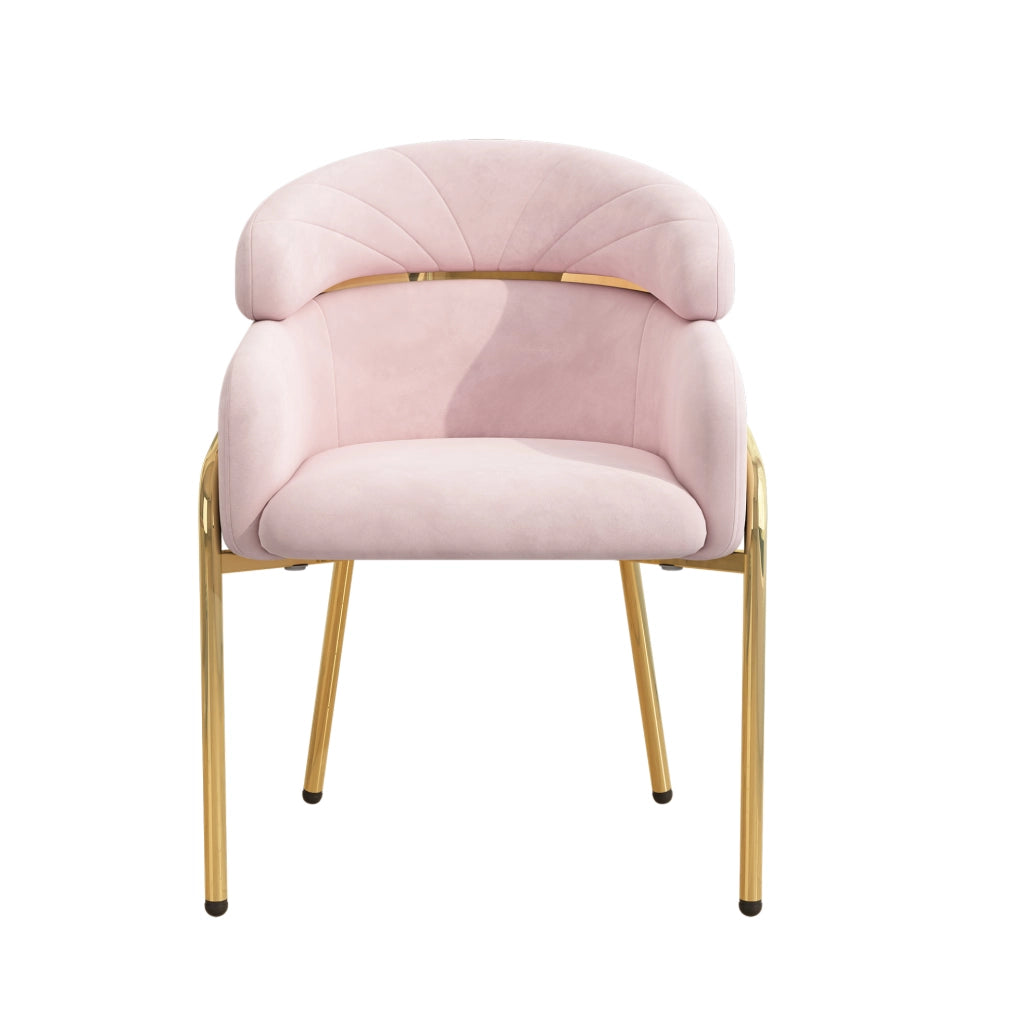Sedia da pranzo con gambe in metallo; in velluto; rosa