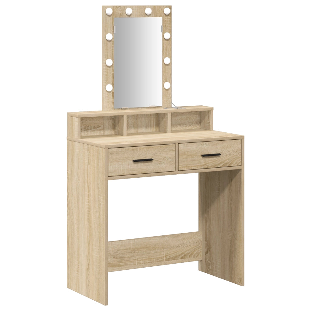 Tavolino toelettatura  con luci LED Rovere Sonoma 79x41x140 cm