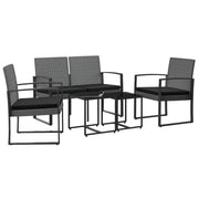 Set Pranzo da Giardino 5 pz | Set Salotto da Giardino con Cuscini PP Rattan Grigio Scuro
