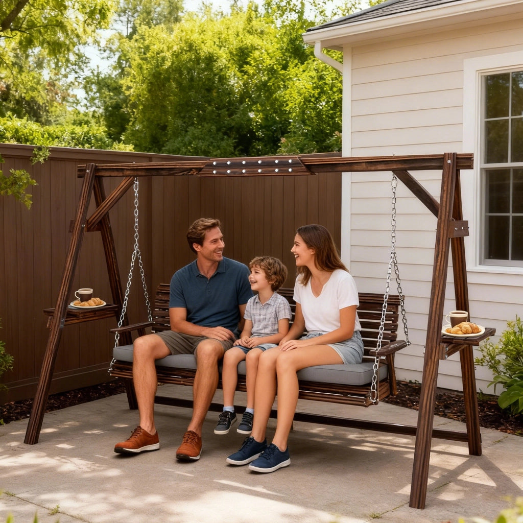 Altalena da giardino 3 posti in legno ¨C zephmum ¨C colore antracite