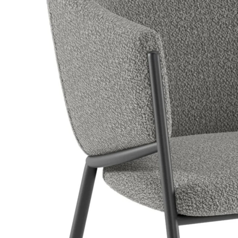 Set di 2 sedie da pranzo imbottite in tessuto grigio Duna con struttura in metallo facili da pulire | Duzzle