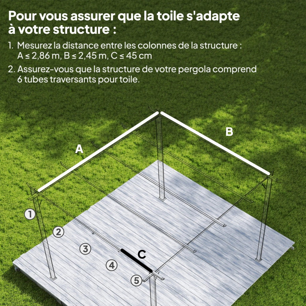 Tenda da sole pergola 3x2 m ¨C zephmum ¨C grigio antracite