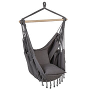 Sedia a dondolo sospesa in cotone grigio e poliestere altalena per interni ed esterni in stile boho