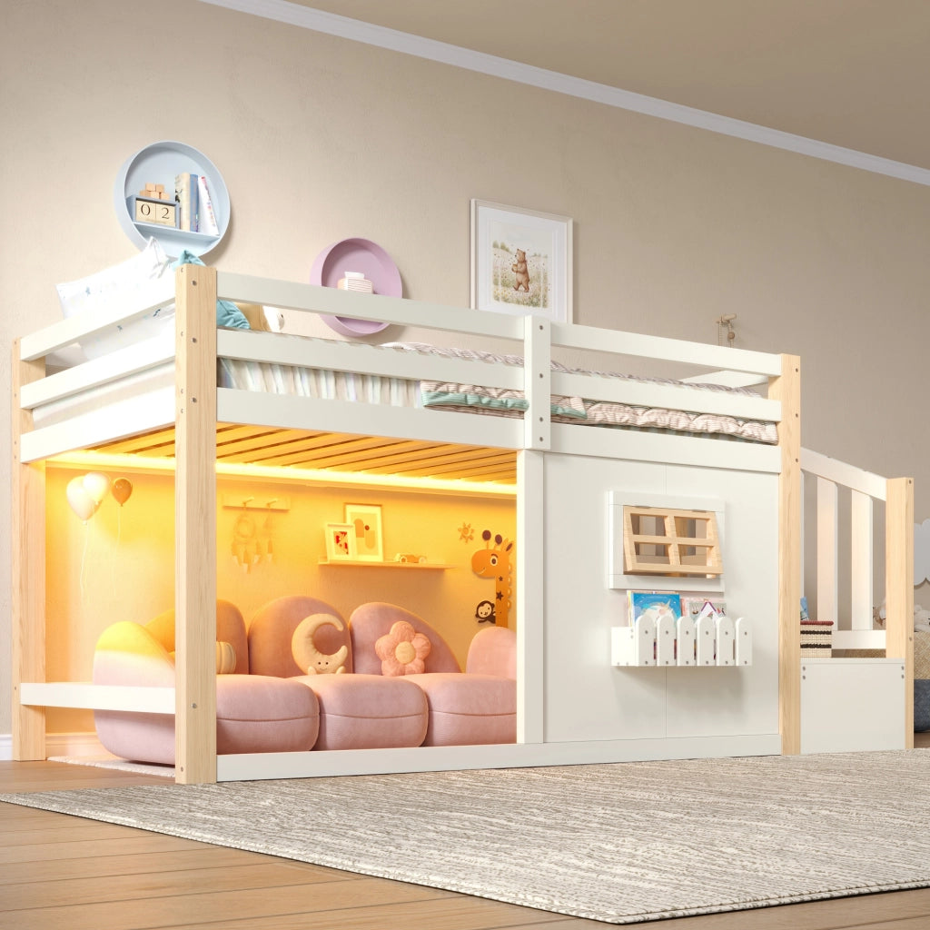 letto a castello pino mdf bianco 90 x 200 cm
