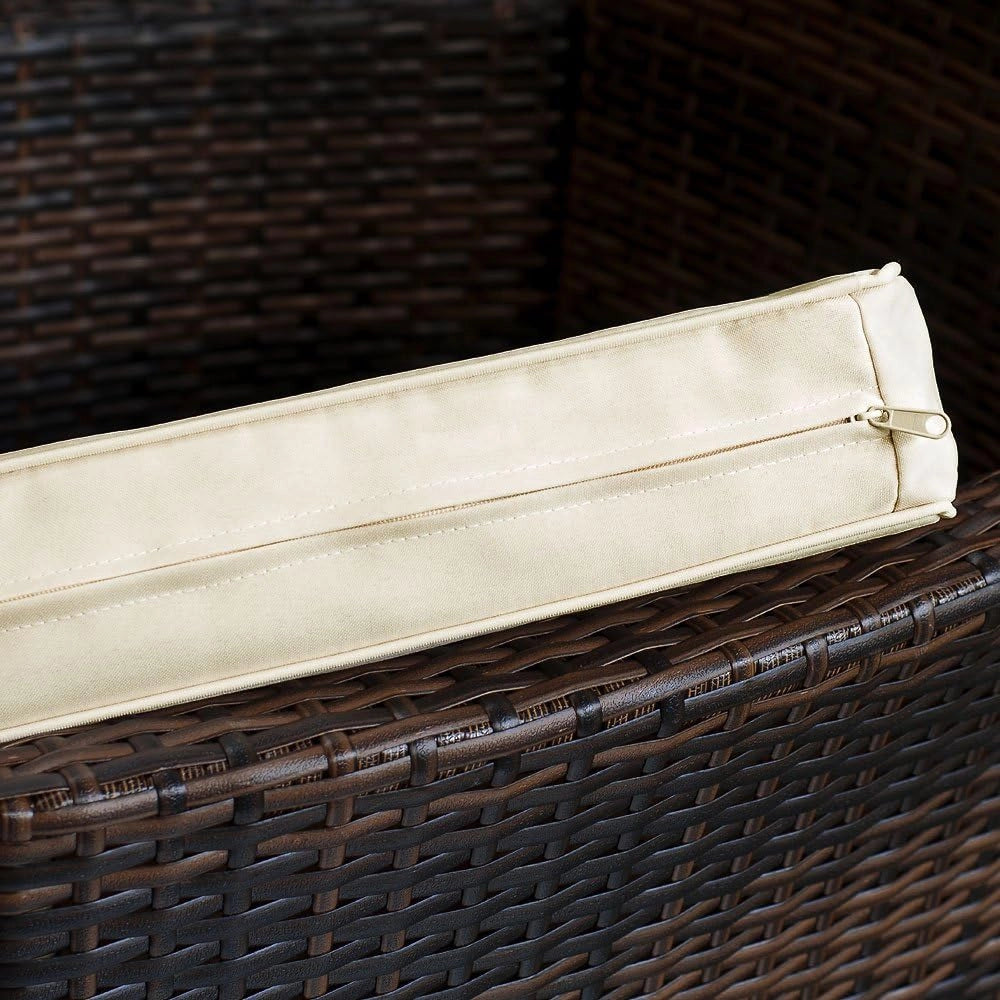 Deuba Salottino in Polyrattan Set Mobili Giardino 6 Sedie Impilabili Cuscini 7cm Tavolo 150x90x74cm