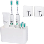 Organizzatore per spazzola da denti elettrica e pasta da denti, organizzatore in plastica senza fori, set con supporto da parete per la camera da bagno, supporto da parete per spazzole da denti (breve)