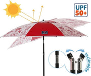 Parasole da spiaggia Ø 180 a 240 cm in alluminio model fondo mare con borsa e ombrellone UPF 50+ in colori blu e rosso - 200 cm blu marino