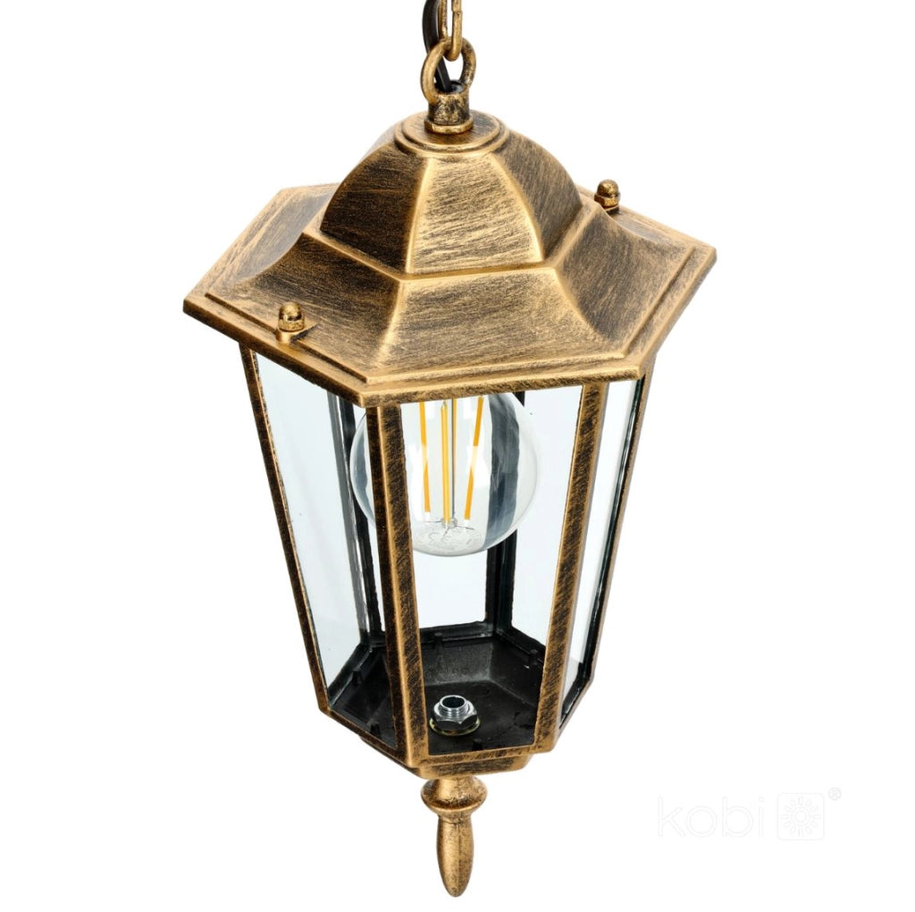 Lampada sospesa esterno oro a catena E27 IP54 Kobi