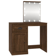 Toeletta | Tavolo da Trucco con LED Rovere Marrone 90x50x132,5cm Legno Multistrato