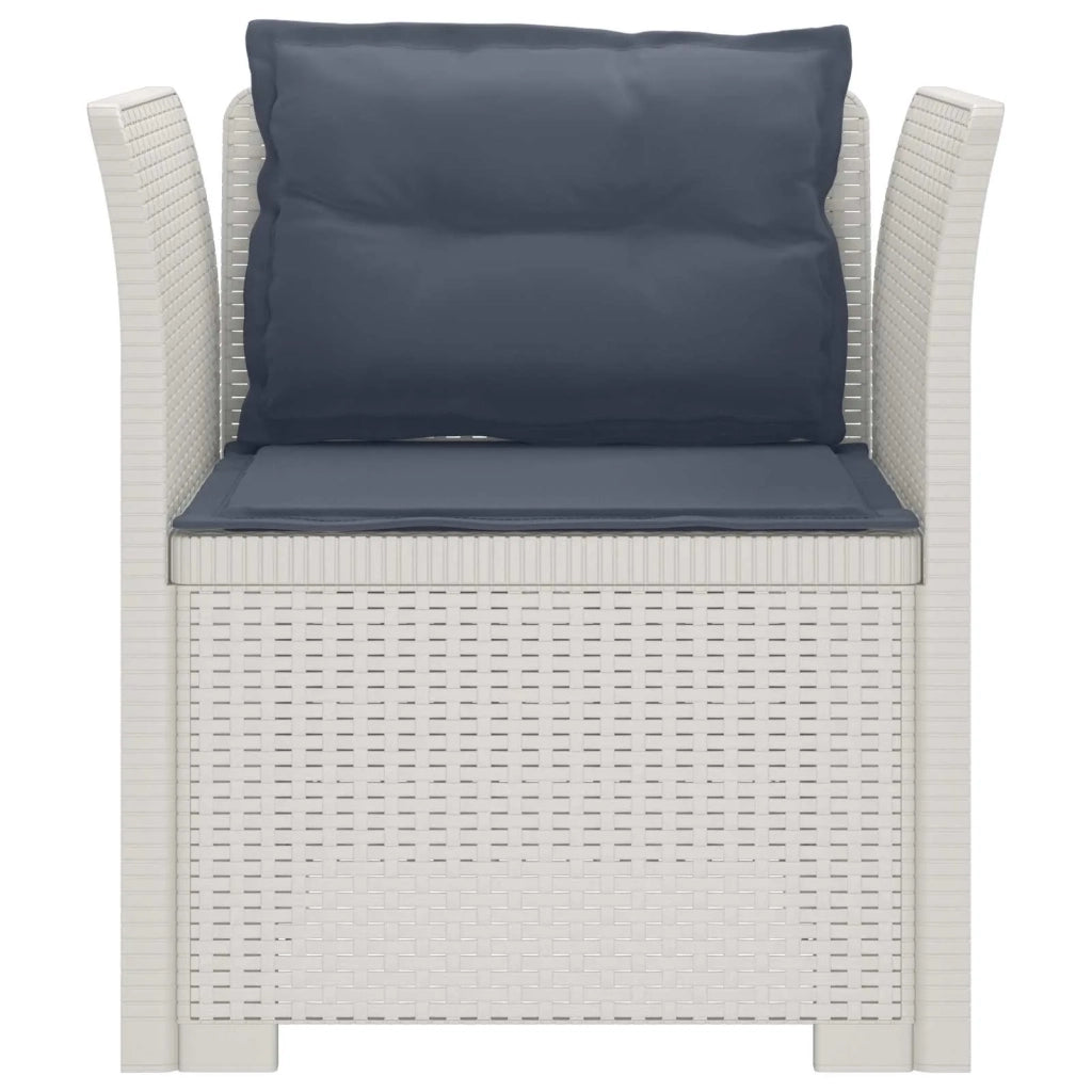 Sedia da giardino-Poltrona a 1 Posto con Cuscini Aspetto Rattan PP Bianco 343301
