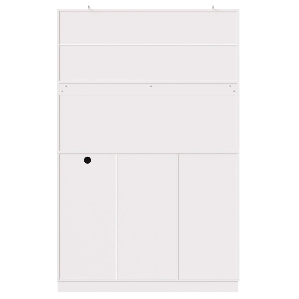 Credenza con LED e presa integrata, in MDF bianco, con grandi cassetti e vani, per cucina e soggiorno, 110 × 38 × 180 cm