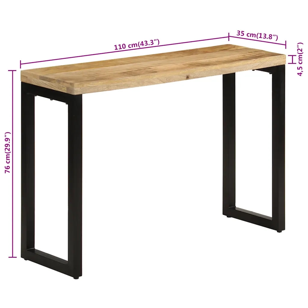 Tavolo Consolle | Tavolo d'Ingresso 110x35x76 cm in Legno Grezzo Massello di Mango