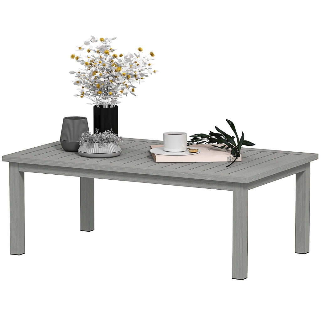 Tavolino rettangolare con piano in legno ¨C zephmum ¨C 100x60x37 cm grigio