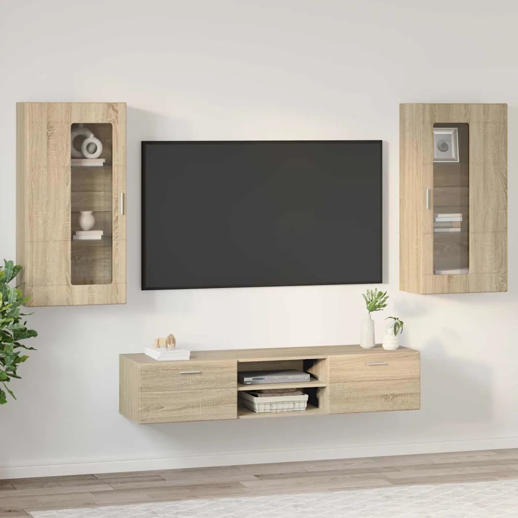 Set mobile TV con porta FLORIN Rovere Sonoma Legno multistrato