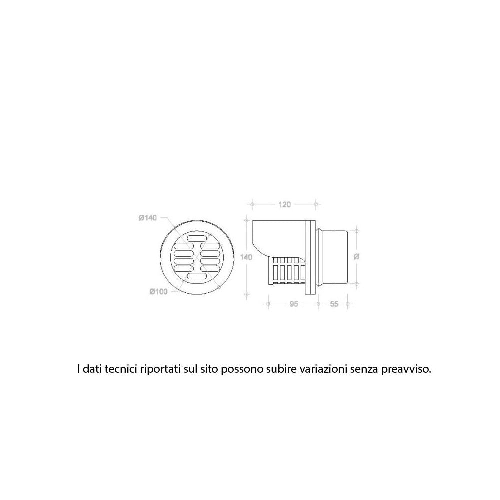 Fumaiolo terminale per tubi pellet innesto m maschio, diametro 80mm
