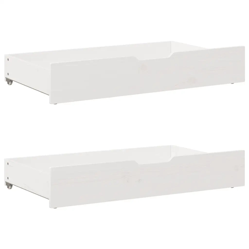 Giroletto con Cassetti Bianco 200x200 cm Legno Massello di Pino