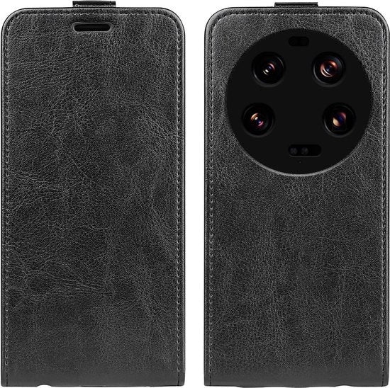 Tasca Portafoglio Verticale Flip per Xiaomi 13 Ultra in Pelle di Alta Qualità Nera