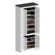 Scarpiera Shirley, Porta scarpe salvaspazio a 4 ante, Armadio multifunzione da ingresso, 84x42h200 cm, Bianco e Ardesia