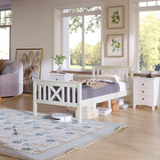 Letto Singolo in Pino Massello con Testiera e Doghe ¨C MINIMAL ¨C Bianco 90x200