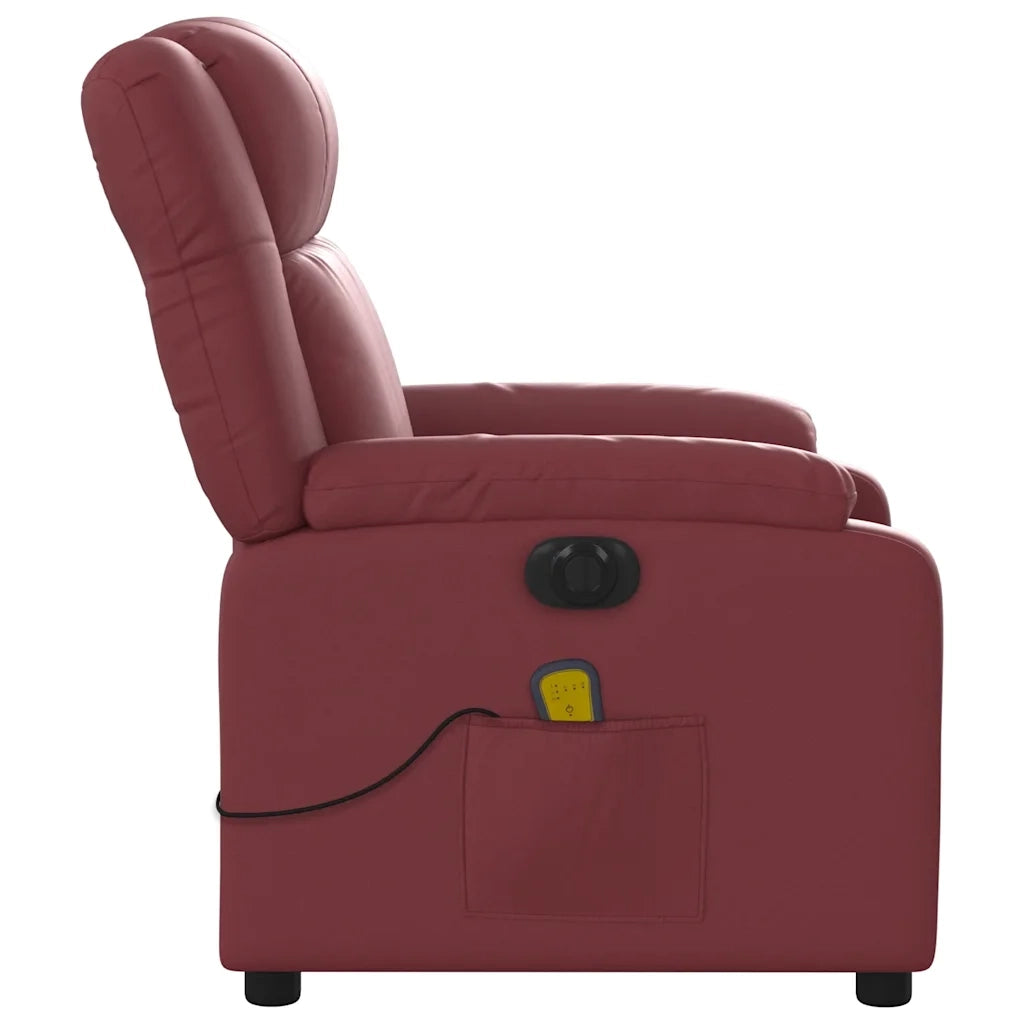 Poltrona Massaggiante | Sedia Relax Reclinabile Rosso Vino in Similpelle