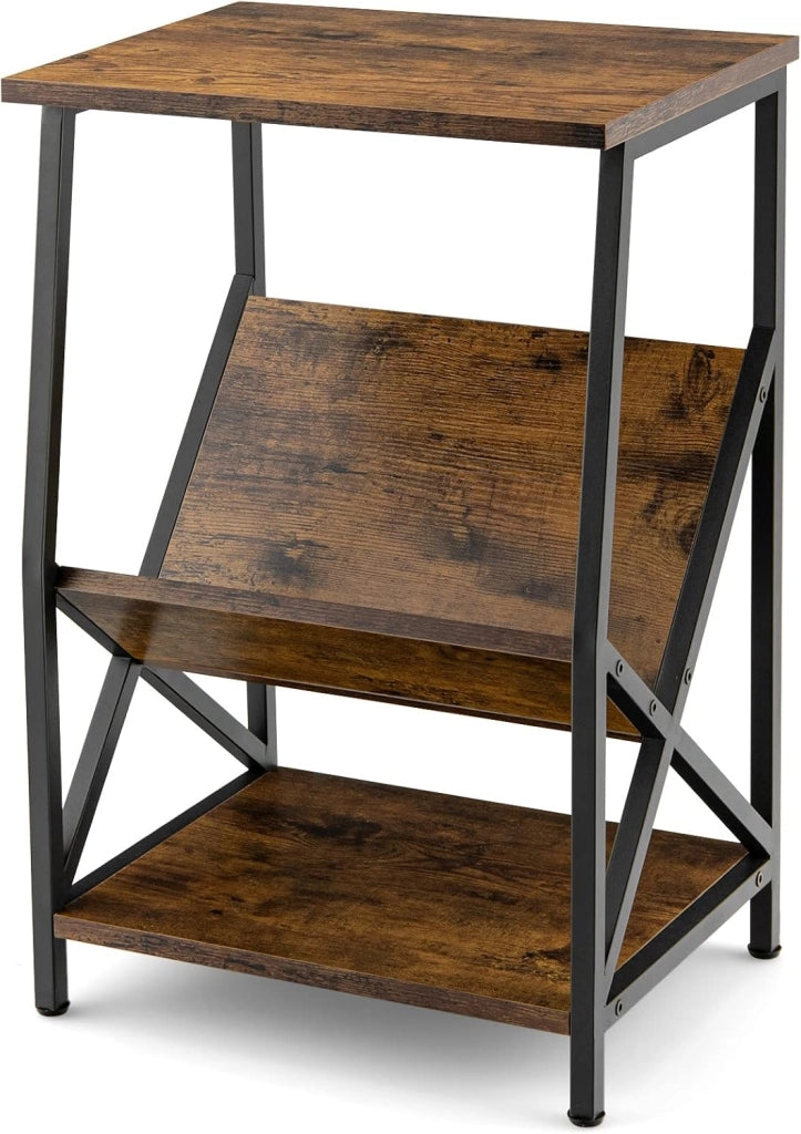Tavolino a 3 Livelli in Ferro a Forma di X,Tavolino da Caffè Vintage Stile Industriale, Tavolino Laterale Carico Massimo 25 kg, 30,5x40x61 cm