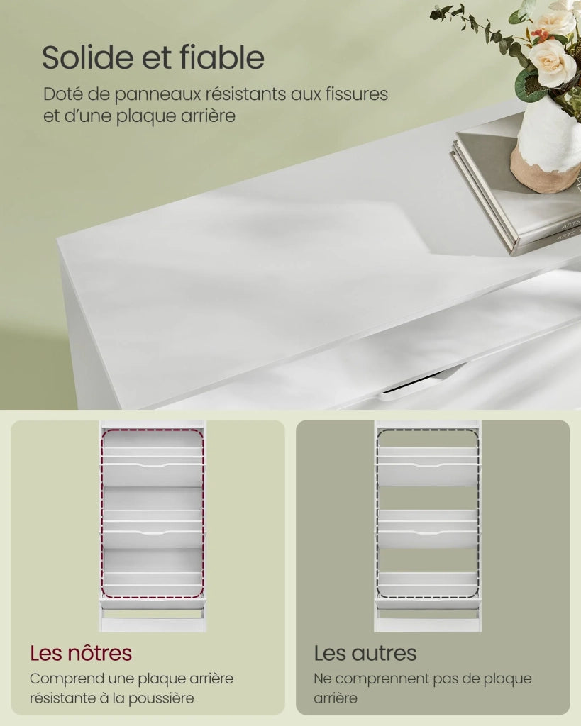Scarpiera con 3 ante a battente ripiano per scarpe scomparto aperto divisorio regolabile da 14 a 18 paia per ingresso piccolo 24 x 60 x 130 cm bianco 12_0006361